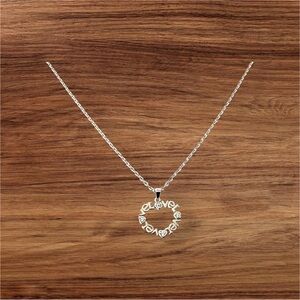 Elegant 925 Sterling Silver Heart Pendant set with CZ Free Chain Necklace